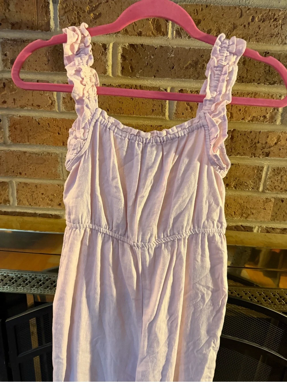 Old Navy Light Pink Ruffle-Shoulder Sleep Romper
